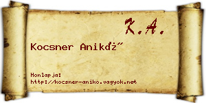 Kocsner Anikó névjegykártya