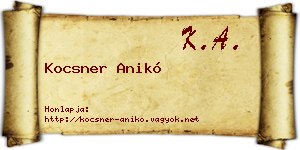 Kocsner Anikó névjegykártya